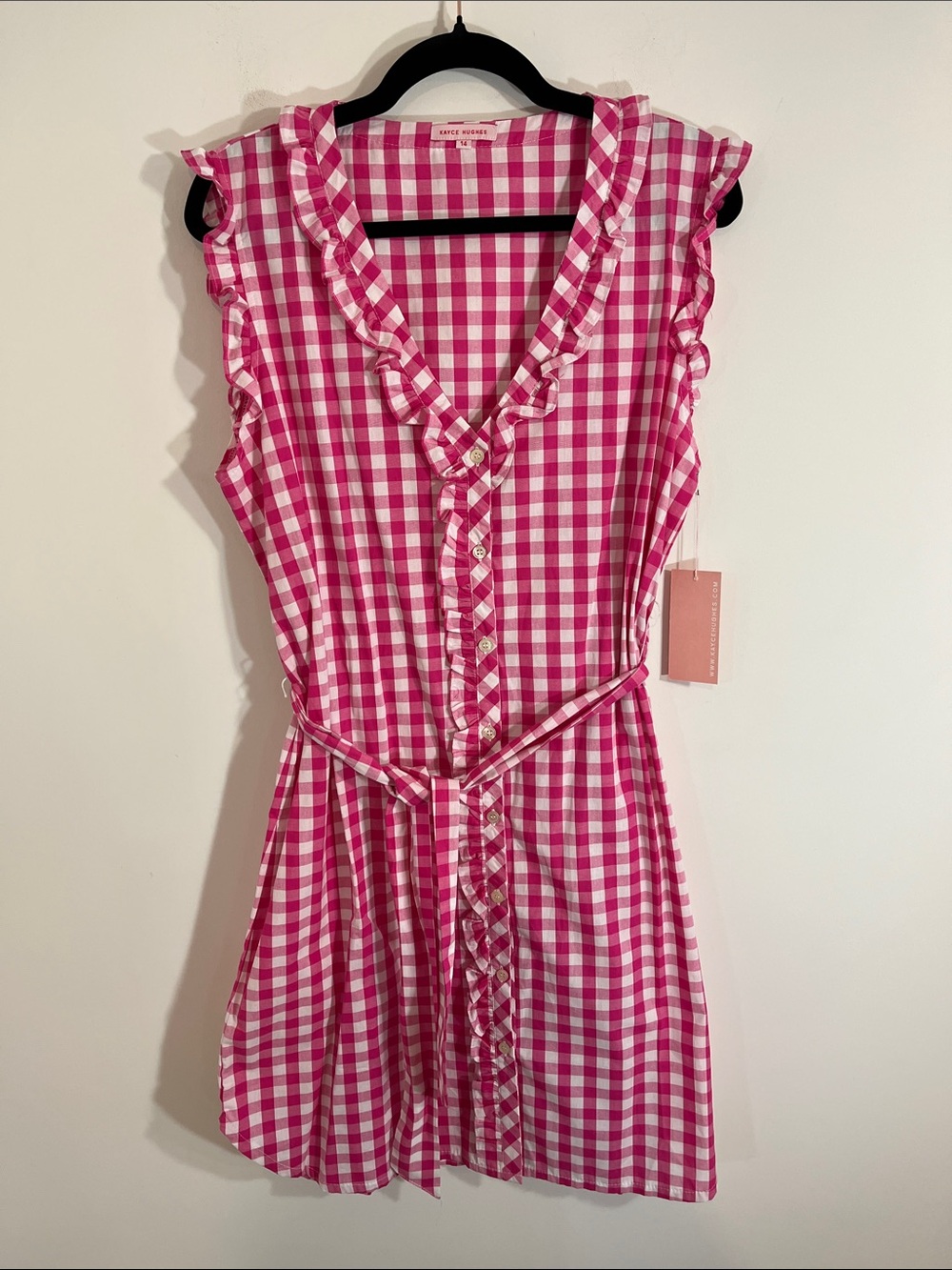 Willa Dress in Pink Gingham by Kayce Hughes 14 NWT - Picture 3 of 7